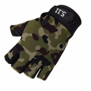 Anti Slip Tactical Breathable Half Finger Gloves with Free USB Light