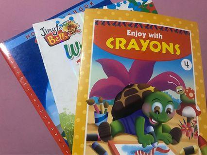 Kids’ Coloring and Learning Books With Crayons