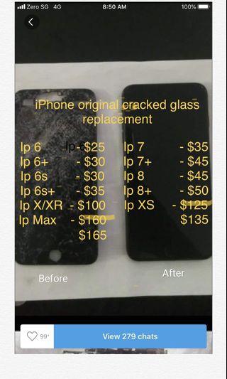 Iphone cracked glass/lcd replacement