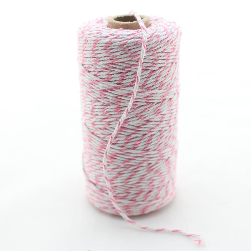 Pink and White Cotton Bakers Twine, 0.8mm