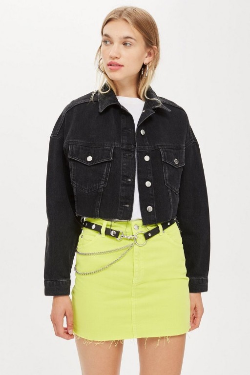 hacked off cropped denim jacket