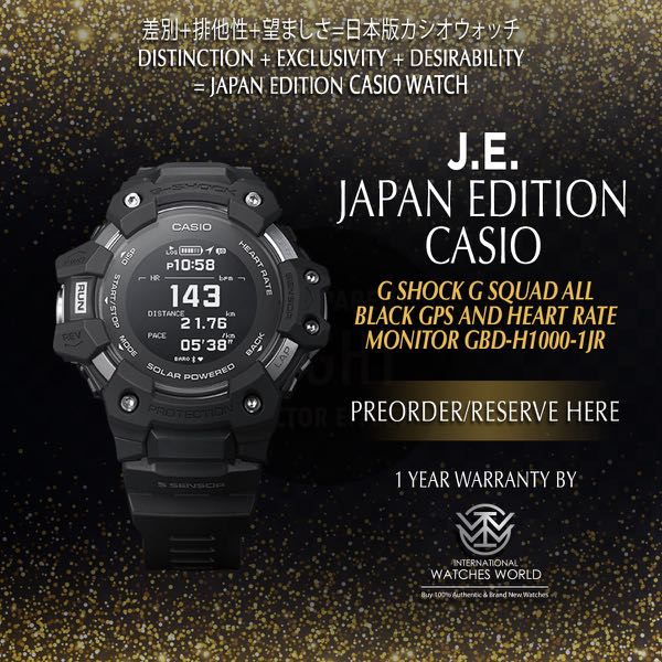 CASIO JAPAN EDITION G SHOCK G SQUAD FULL BLACK GBD-H1000-1JR WITH HEART  RATE MONITOR AND GPS, Mobile Phones  Gadgets, Wearables  Smart Watches on  Carousell