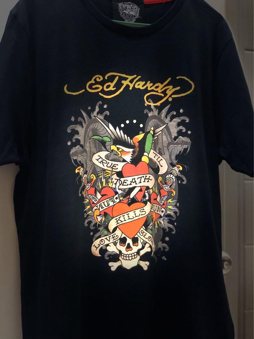 Ed Hardy by Christian Audigier Mens New York City Tattoo Skull VNeck Tee T Shirt XXXLarge Red  Walmartcom