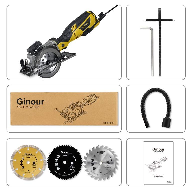Ginour 4 1 2 inch circular saw blade set 5.8 A 3500 rpm