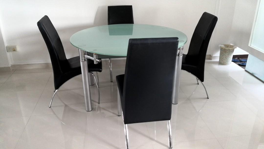 Round Glass Top Dining Table, Round Glass Table And 4 Chairs