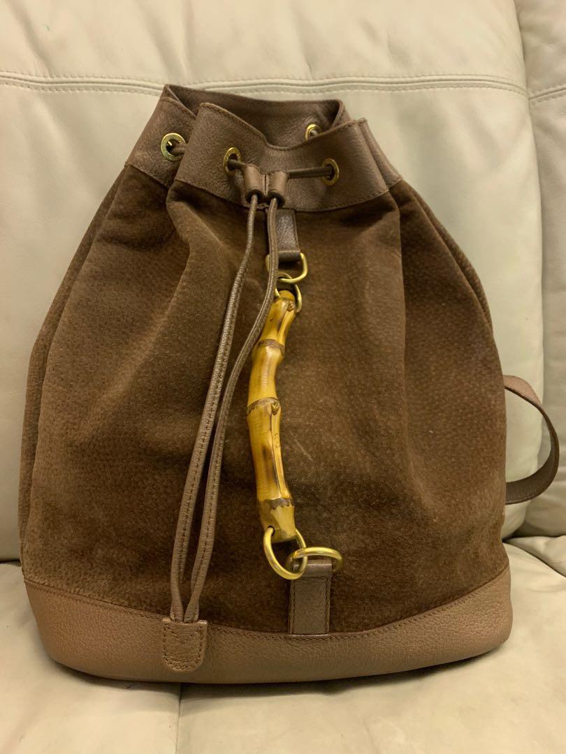 Gucci Bamboo Drawstring Backpack (Category: Bags & Wallets) located in Singapore. Submitted by silverseas (Listing ID 280760134, Image 1). Description: A vintage piece to add to your collection This is a rare model - condition 8/10 - comes as is - definitely authentic .