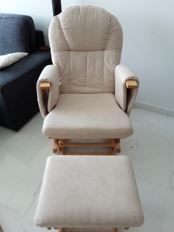 gliding nursing chair with footstool