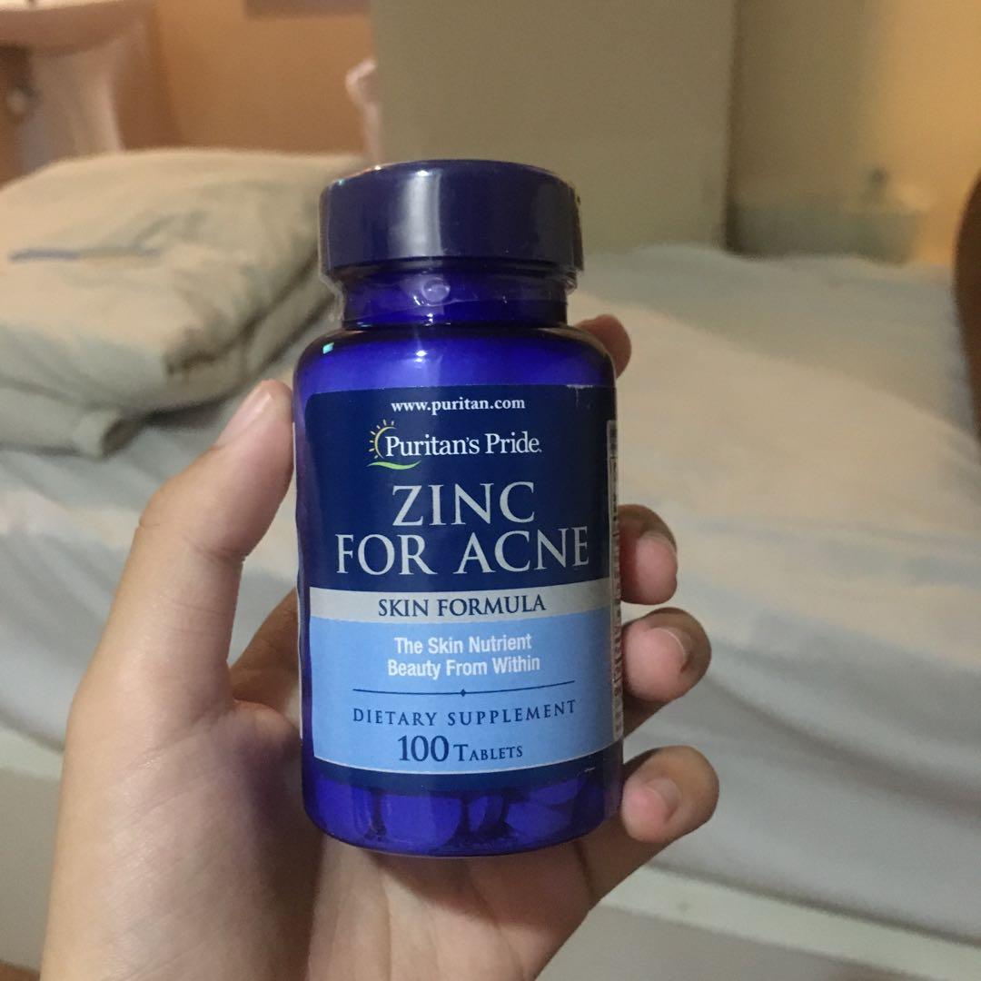 Puritan Pride ZINC FOR ACNE SKIN FORMULA, Kesehatan & Kecantikan, Kulit