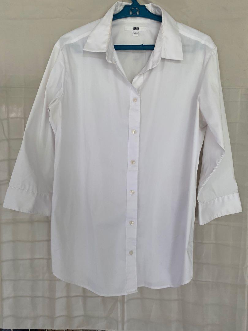 Uniqlo white button down polo, Women's 