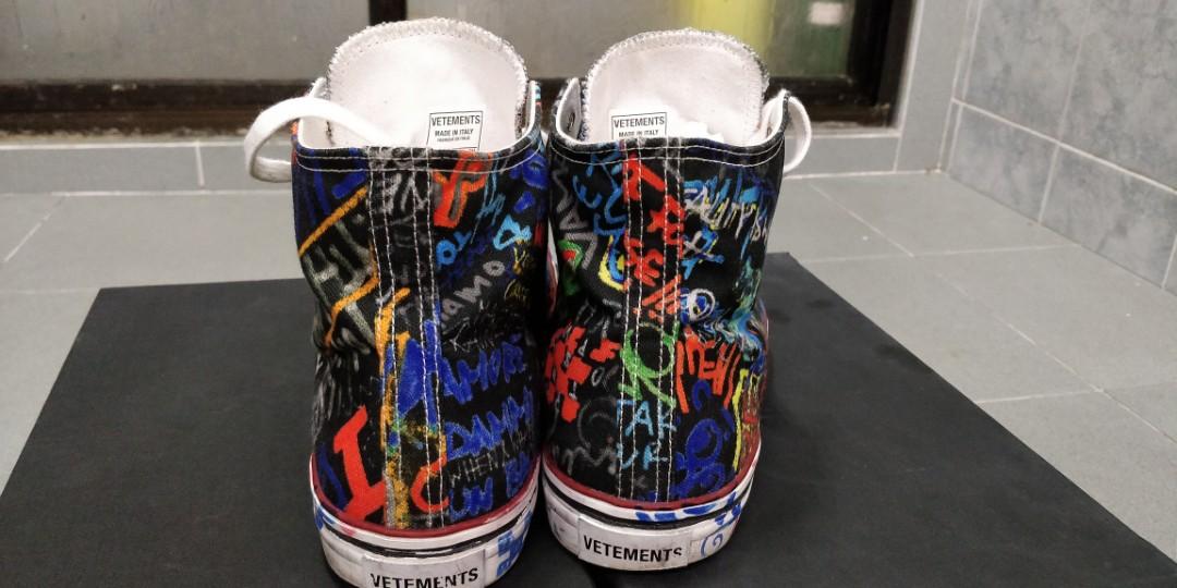 Vetements Multicolor Graffiti Canvas High Top Sneakers Size 39 Vetements