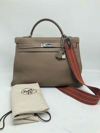 Hermès Kelly 40 cm clémence leather Etoupe bag