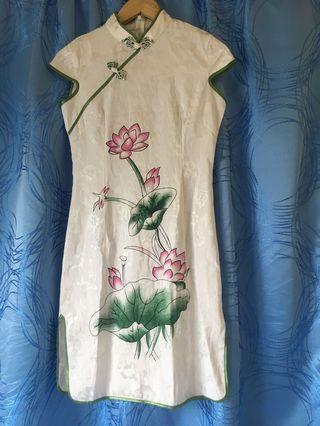 White and green Chonese dress