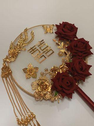 中式婚禮出門褂扇（雙面）