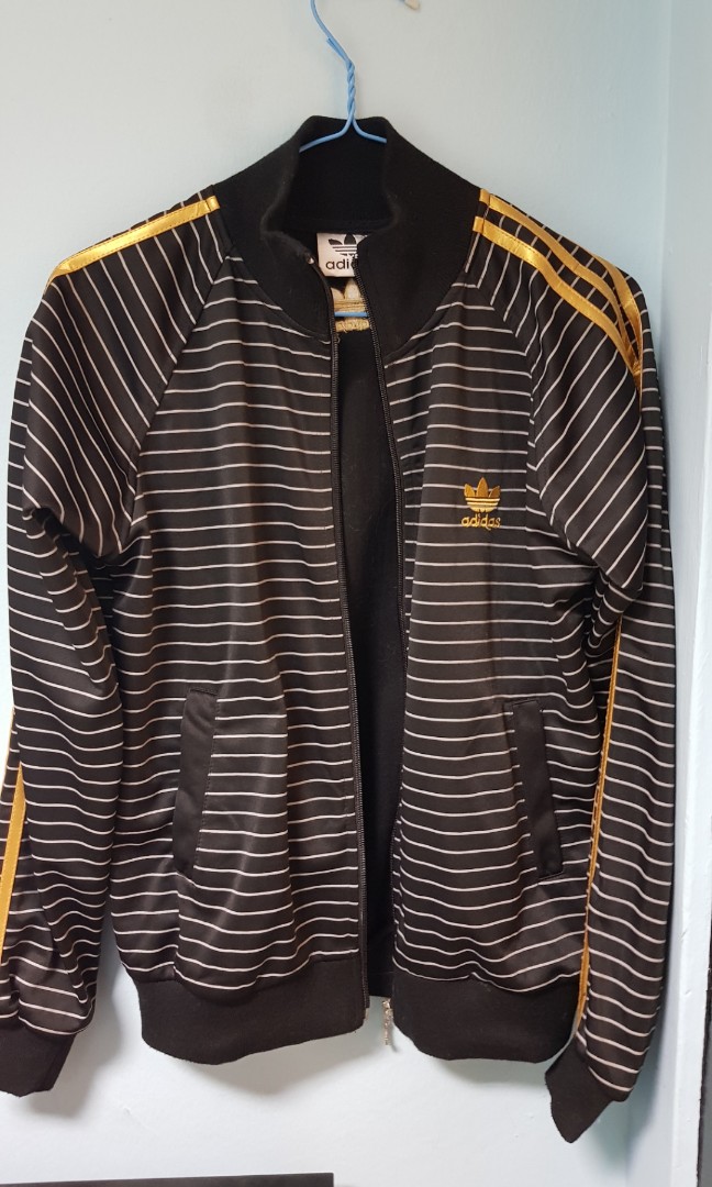 adidas jacket black gold