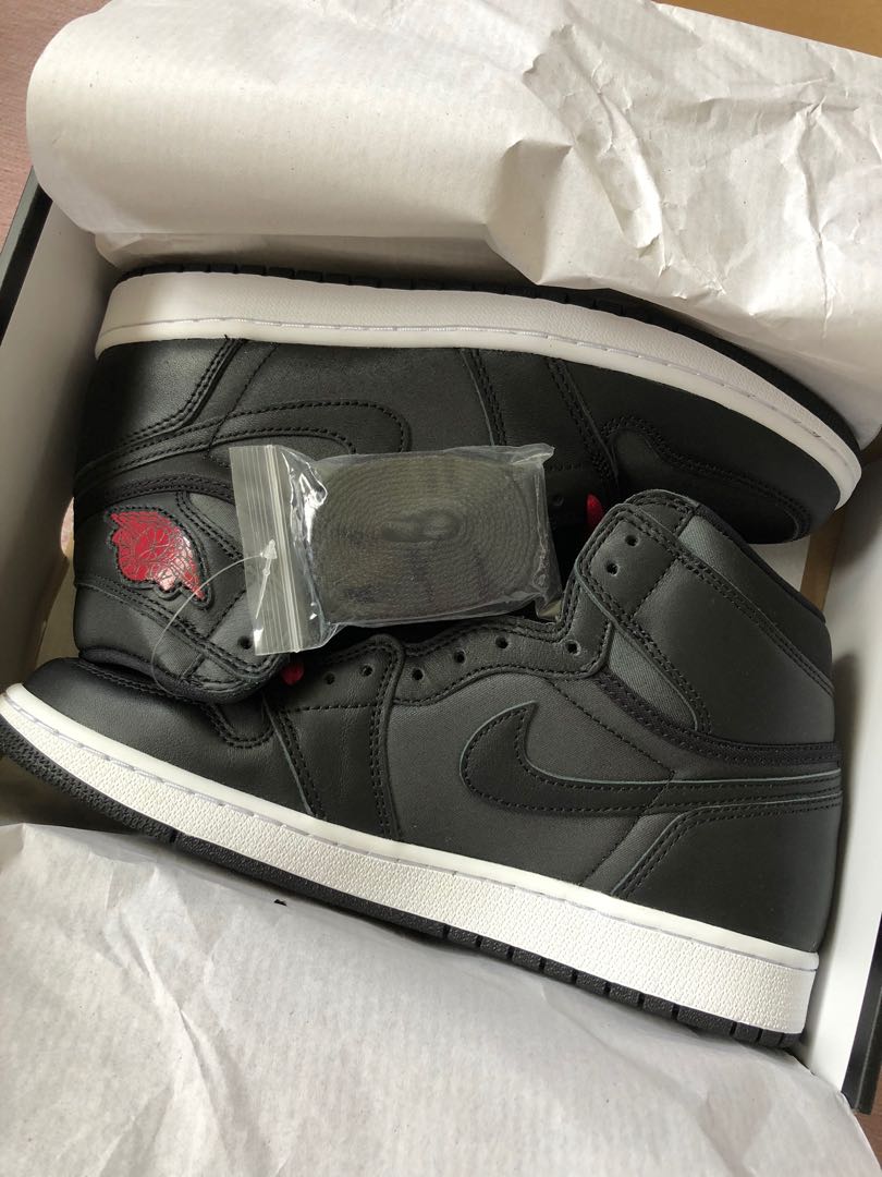 Air Jordan 1 Retro High OG Black Satin Gym Red Size US 9 Men s