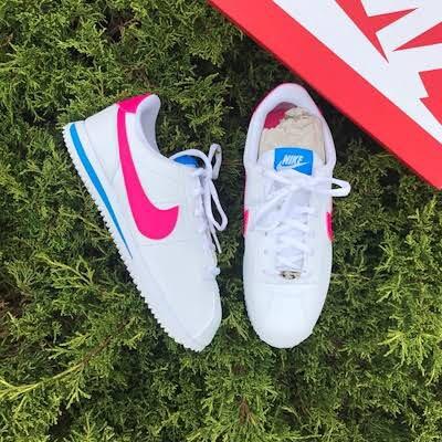 nike cortez blue pink