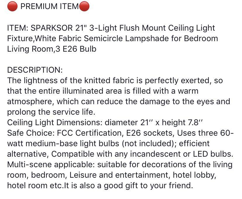 Ceiling Light (Category: Lighting) located in Singapore. Submitted by haikel83 (Listing ID 280781009, Image 3). Description: .