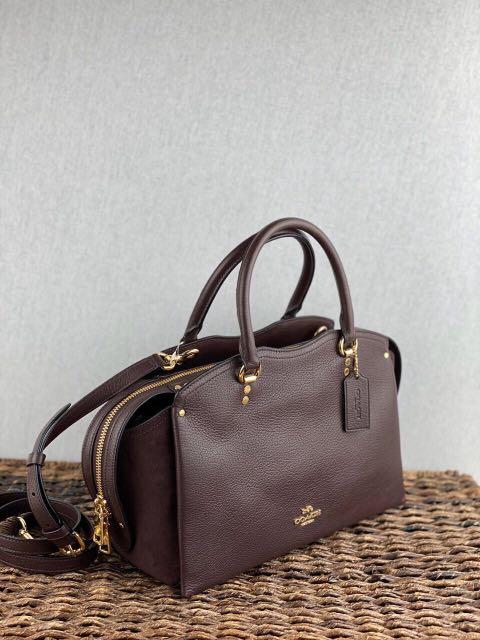 Coach Drew Mixed Leather Satchel in Oxblood