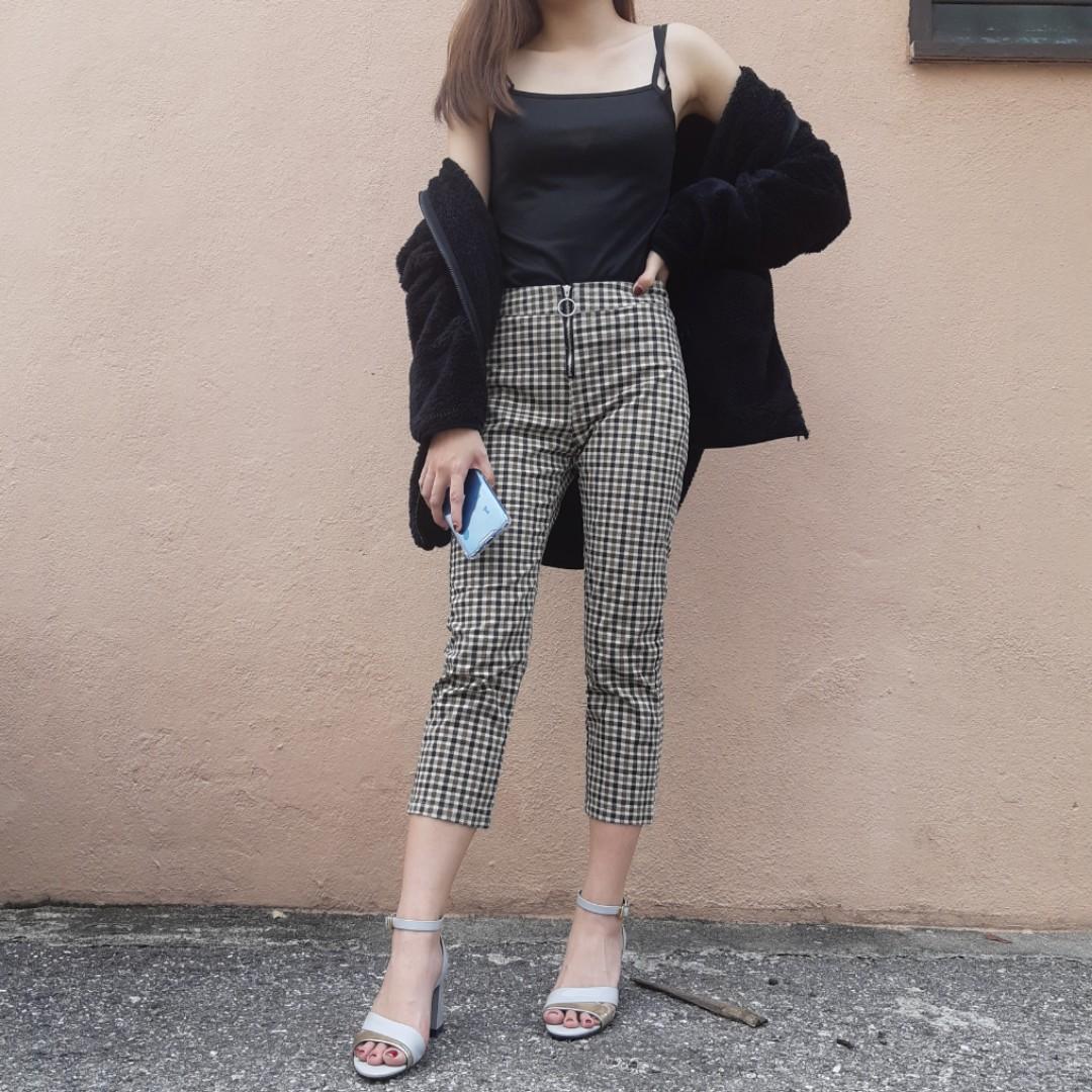 cropped checkered pants
