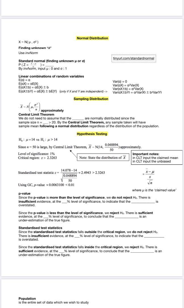 H1 Math A Level Compiled Notes, Hobbies & Toys, Books & Magazines ...