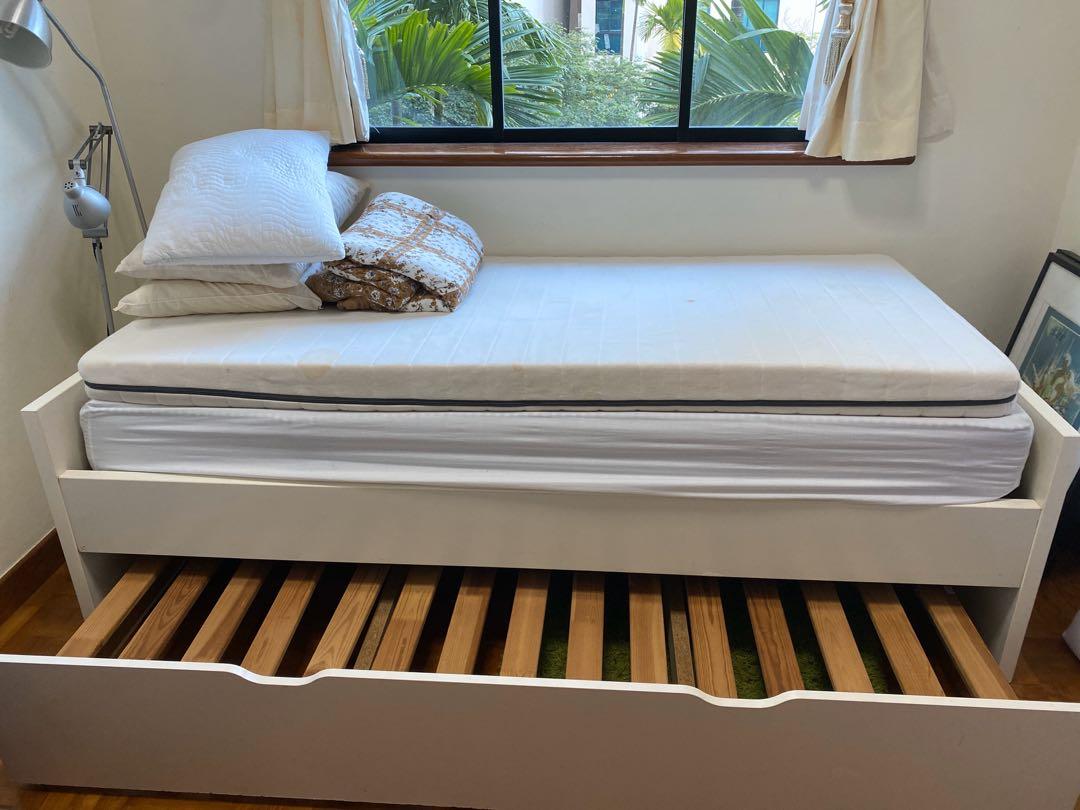 Ikea single trundle bed, Furniture & Home Living, Furniture, Bed Frames
