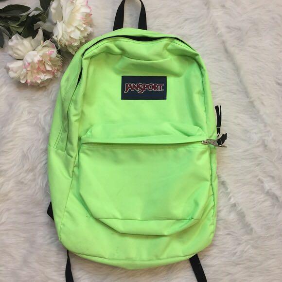 Neon green jansport clearance backpack