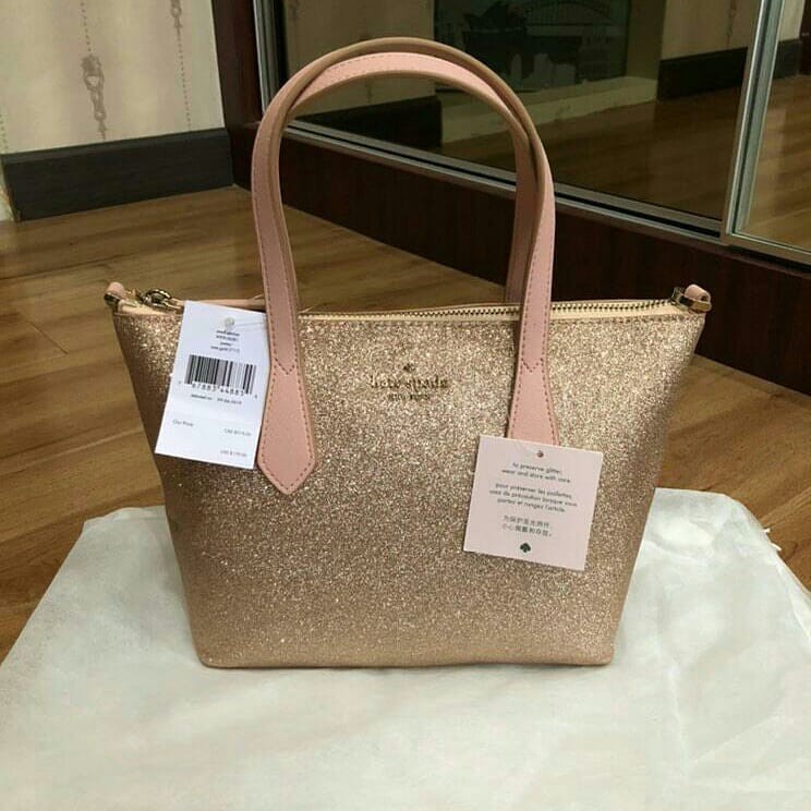 Kate Spade Tote Bag Joeley glitter bukan timbul 100 Authentic ori counter Fesyen Wanita Tas Dompet di Carousell