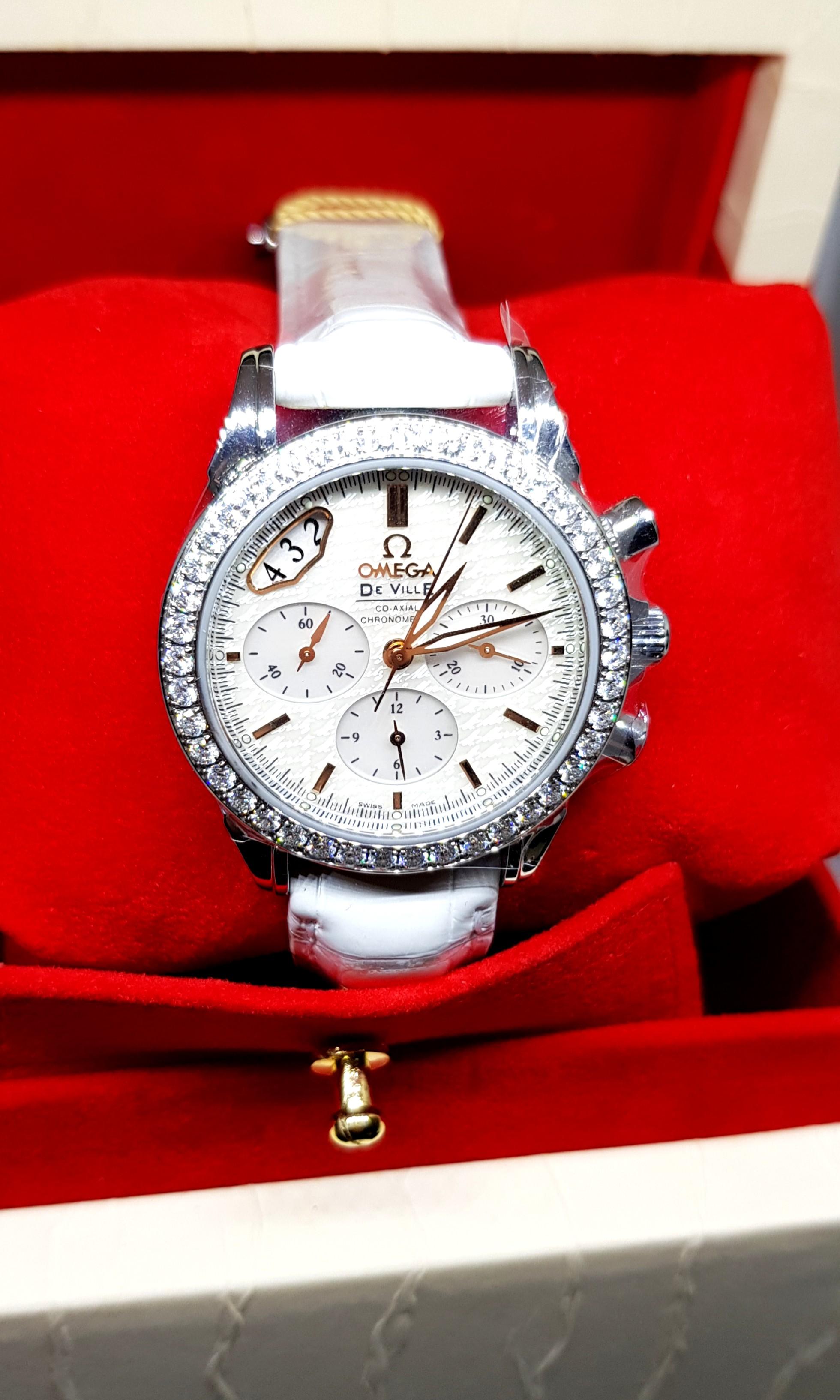 White sales chronograph watch