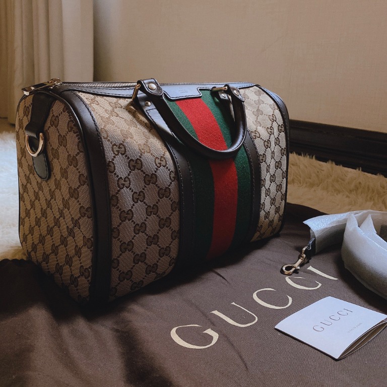 Gucci Medium Vintage Web Original GG Boston Bag