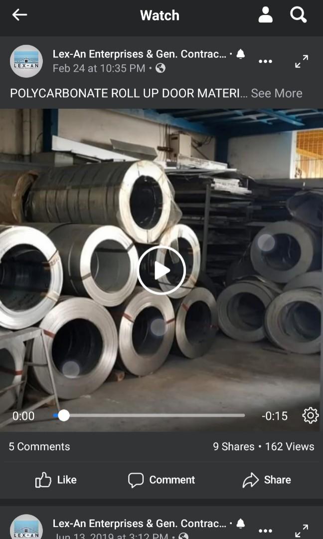 Polycarbonate roll up door parts, complete materials (Category: Construction & Building Materials) located in Malabon City. Submitted by theosam (Listing ID 280887754, Image 2). Description: polycarbonate roll up door materials and other accessories are available. contact me 09215865699.