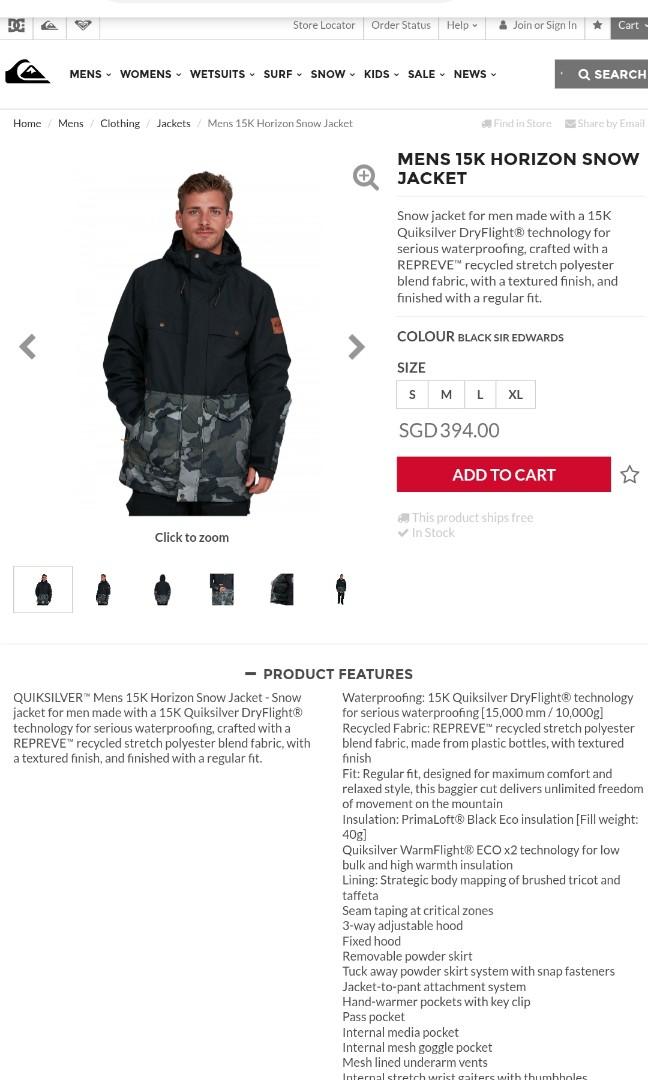 Quiksilver horizon top snow jacket
