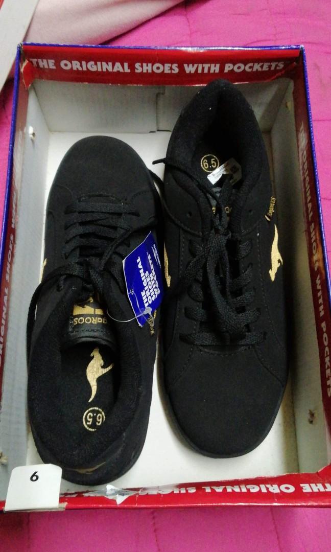 Payless Sneakers black gold kangaroos branded made in u. S size