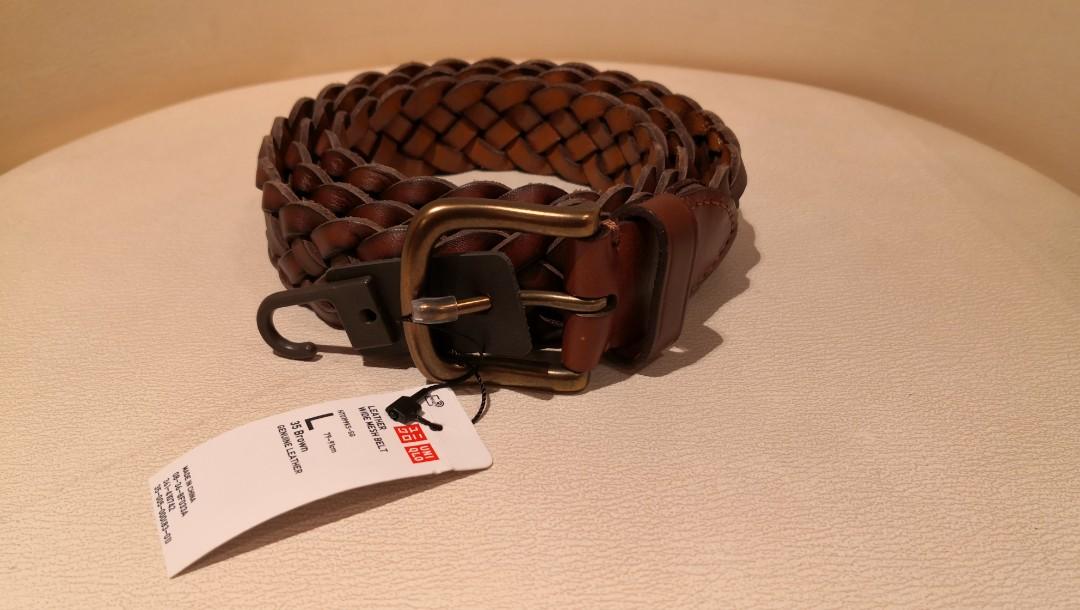 Uniqlo Leather Wide Mesh Belt, Men's Fashion, Watches & Accessories