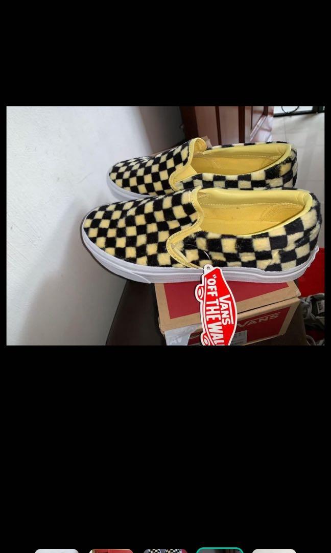 Vans FURRY Checkerboard Women s Fashion Footwear Sneakers on