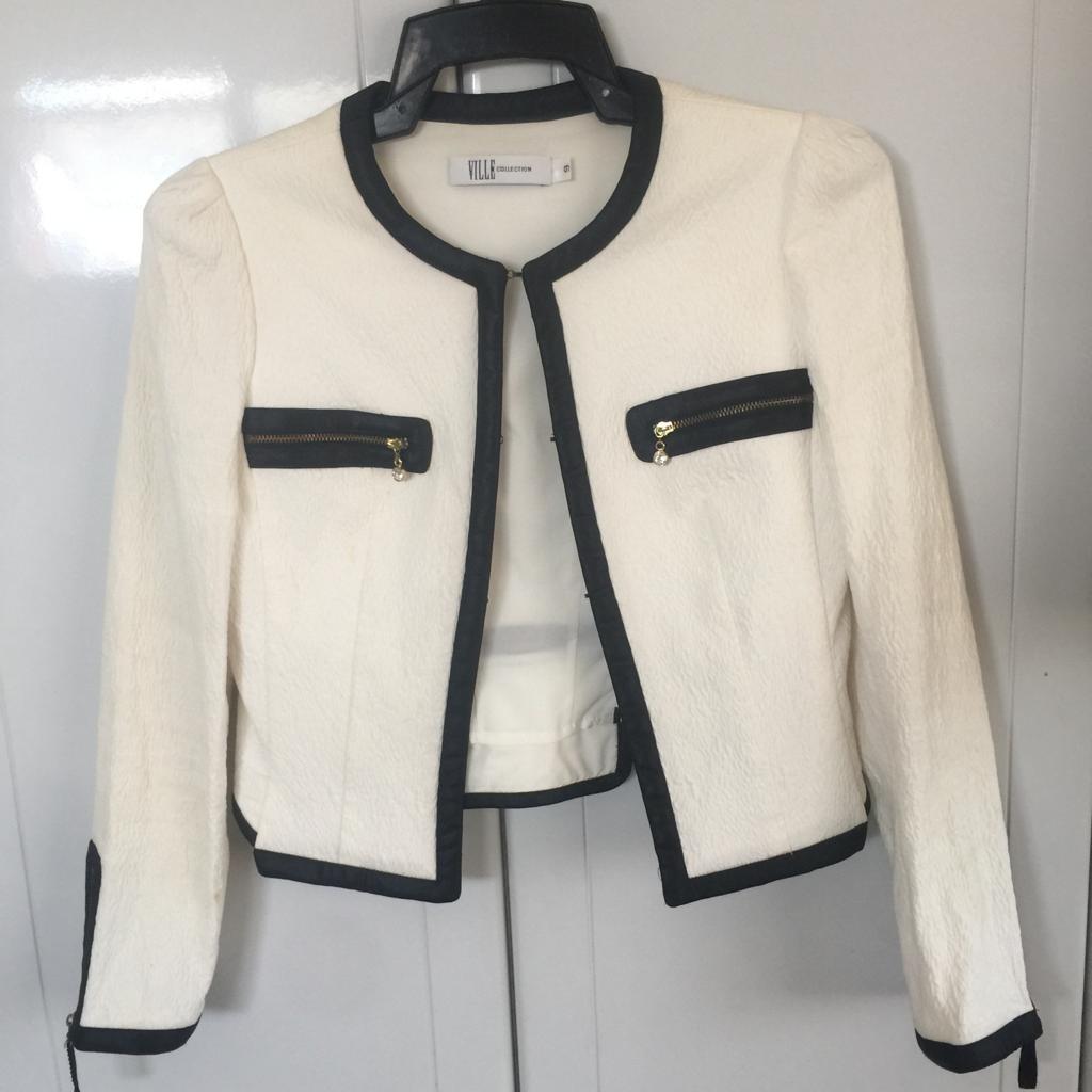 White jacket with black trim cheap
