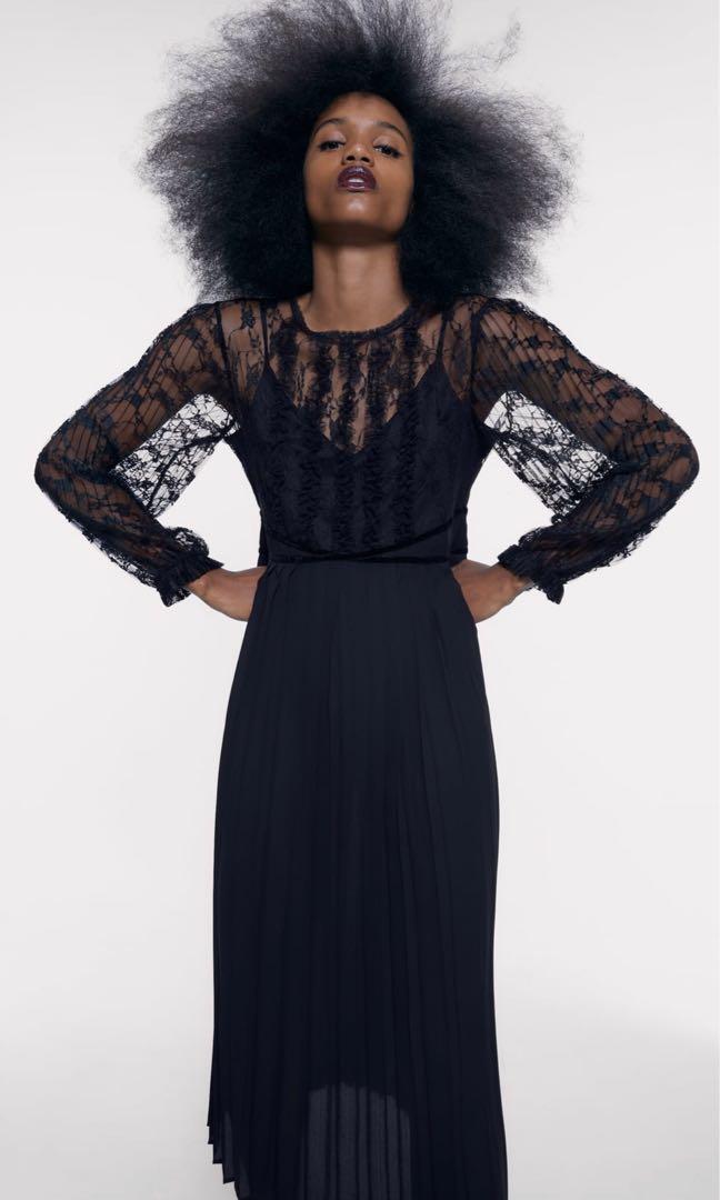 Zara combined shop pleated dress