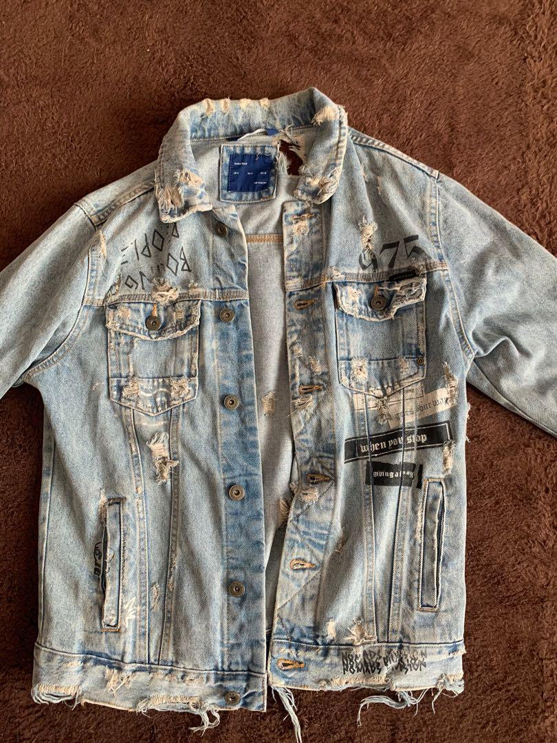 Zara denim jacket ripped