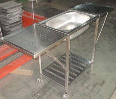 Movable Stainless Sink with stand and wheels