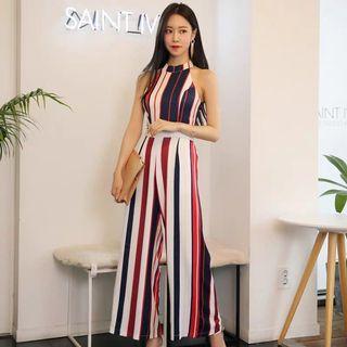 Colourblock Red Striped Jumpsuit