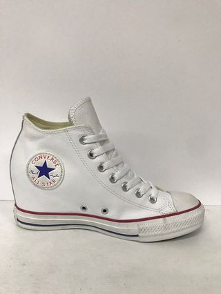 White leather discount high top converse