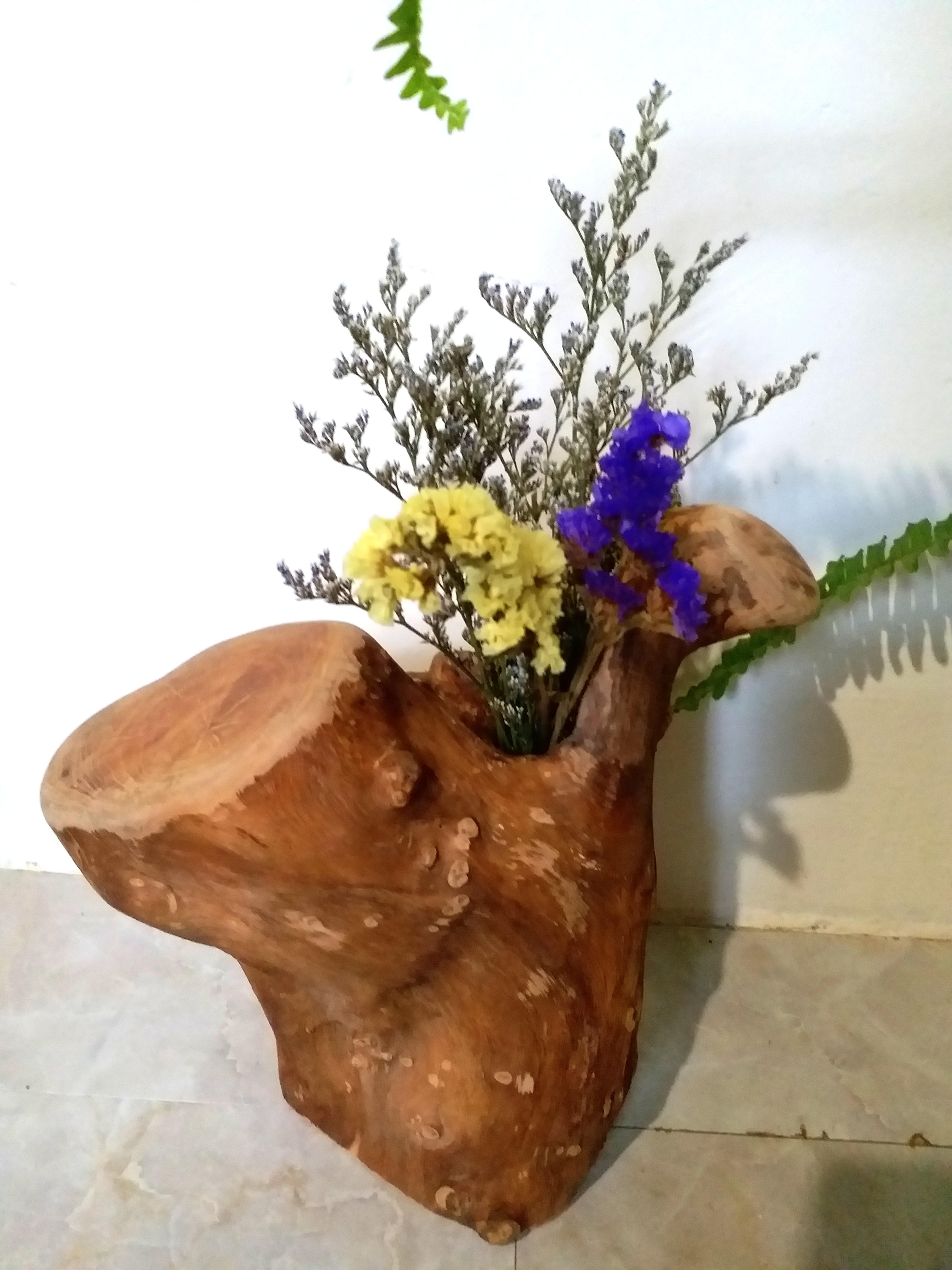 木頭擺設可放乾花遙控木製花瓶獨有花紋形態藝術品全人工打造wood Art Plant Flower Pot 傢俬 家居 家居裝飾 家居裝飾 其他 Carousell