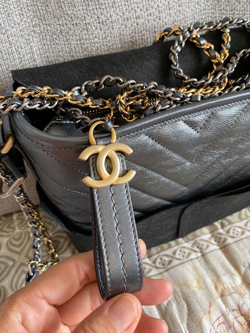 Chanel Gabrielle small hobo metallic Grey 珠光深灰chevron