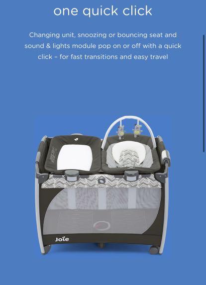 joie excursion change and bounce travel cot mattress size