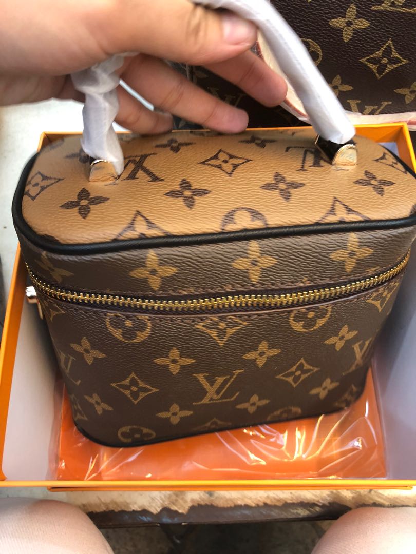 LV BOX SLING / MAKEUP BAG WITH BOX, Women's Fashion, Bags