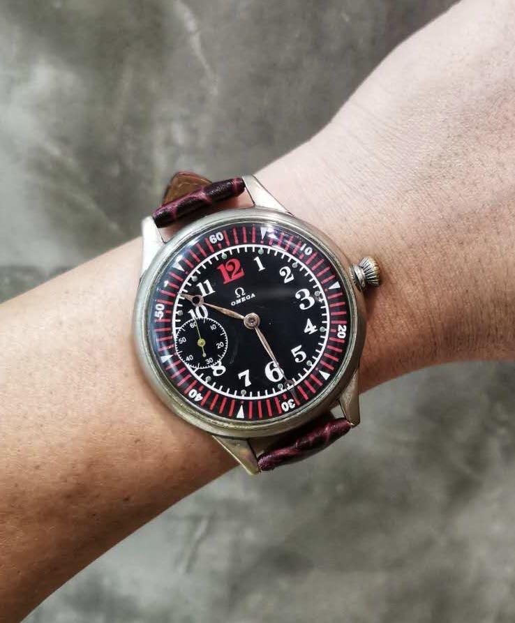 Omega Red Military Pilot World war II Vintage Pocket watch
