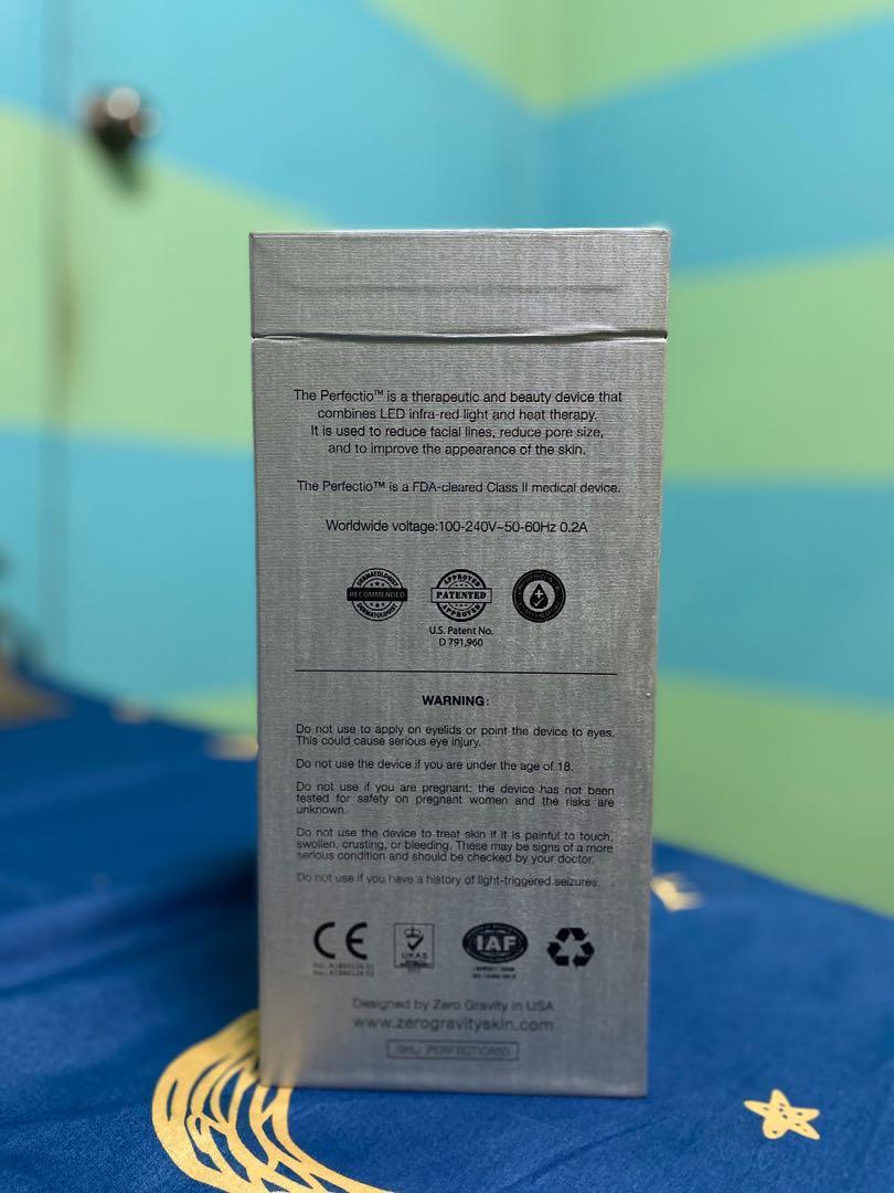 Perfectio Zero Gravity (Category: Face Care) located in Porac. Submitted by kristaninadatu (Listing ID 281081543, Image 2). Description: Brand New and sealed with 2 years warranty. PEREFCTIO WILL REJUVENATE YOUR SKIN'S APPEARANCE AND STRUCTURE USING DUAL ACTION TECHNIQUES, RED LED LIGHT, AND TOPICAL HEAT. Perfectio uses red and infrared LEDs in the range of 640–840 nm. The Perfectio™ is a FDA-cleared Class II medical device..