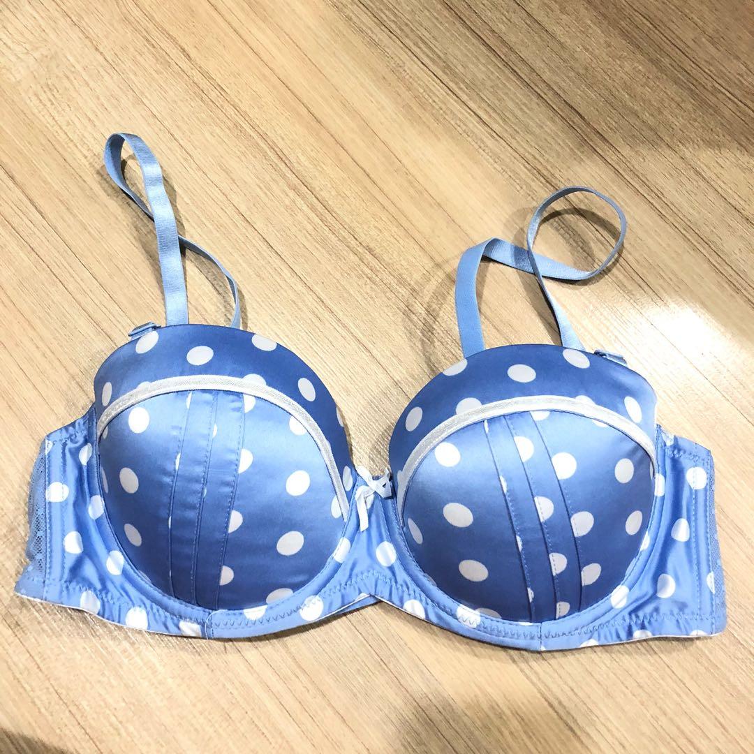 Blue polka dot bra clearance
