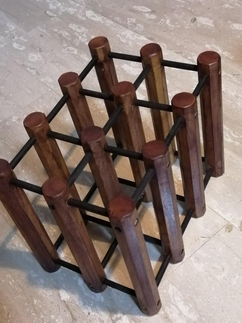 Wooden wine rack antique Vintage Collectibles teakwood wine rack solid