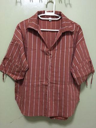 *New* Korean style half sleeves line collar blouse