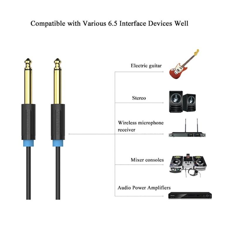6.35mm Guitar Bass Cable, Vention Gold Plated Premium 6.35mm 1/4" to 6